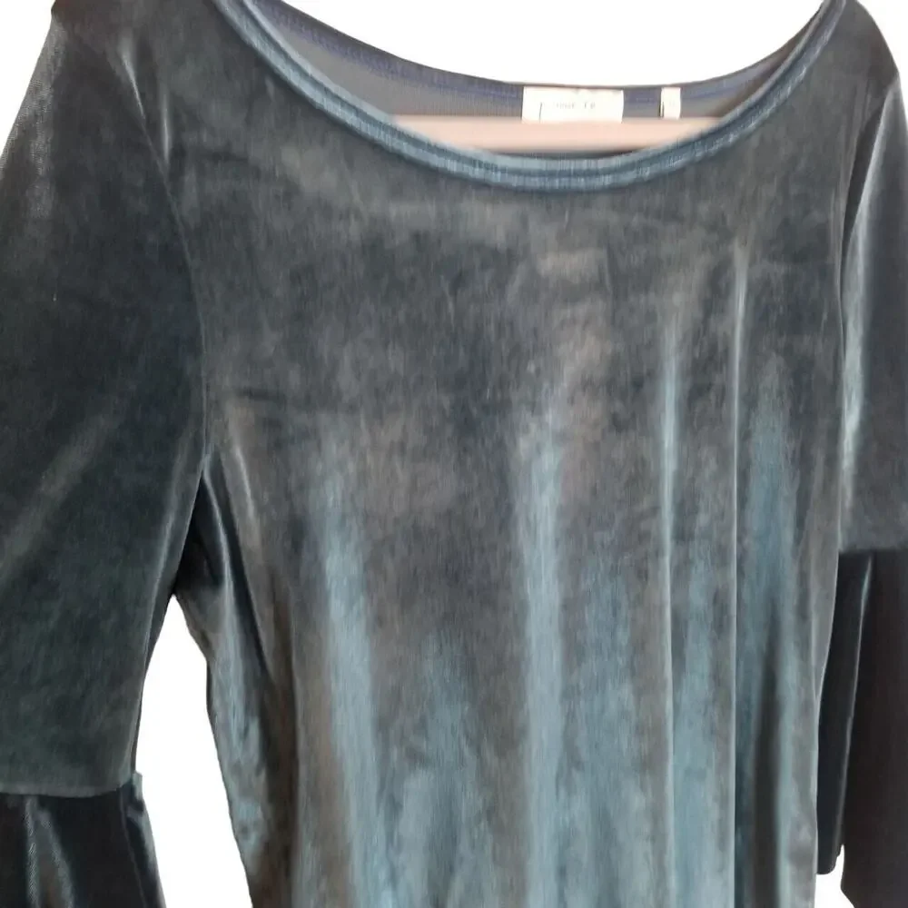 Patrizia Luca Womens Velvet Top M Whimsigoth Fairy Grunge Witchy Vamp Teal Blue